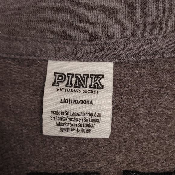 Victorias Secret Pink 1/4 Zip Up Pullover Long Sleeve Jacket Womens Size L Gray - Picture 3 of 9